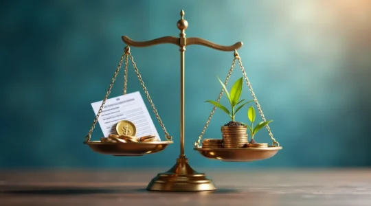 Illustration conceptuelle d'une balance entre gestion des charges sociales et optimisation patrimoniale pour une SASU
